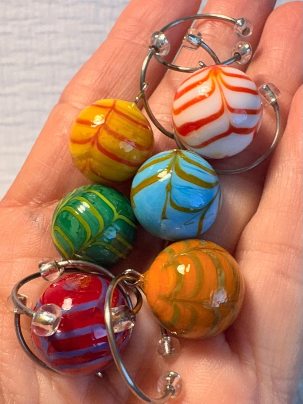 Blue Swirl Glass Wine Charm Accent
